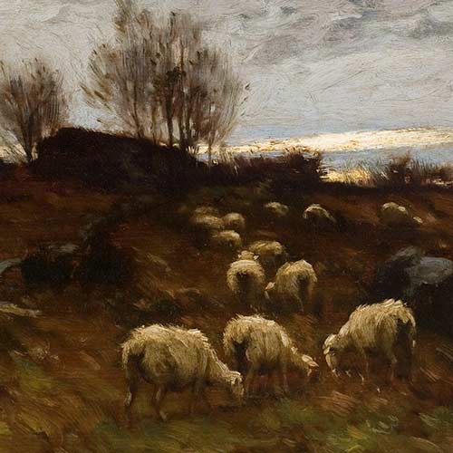 Winter Twilight - Grazing Sheep